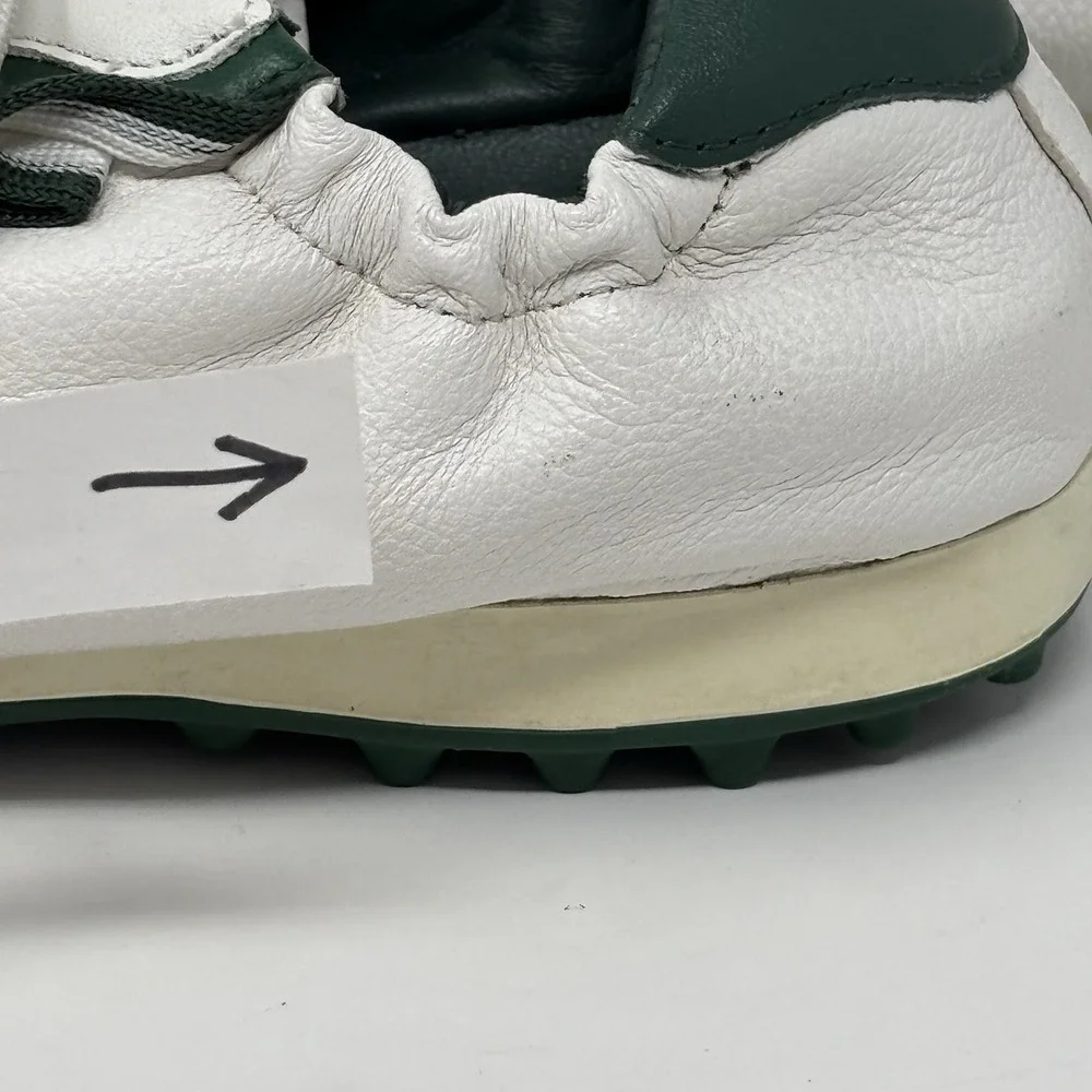 WOMENS TORY BURCH GOLF RUFFLE GREEN WHITE SNEAKER Size 5 Read Below